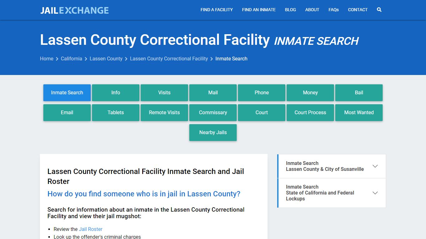 Lassen County Correctional Facility Inmate Search - Jail Exchange